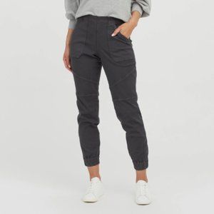 Spanx Twill Cargo Jogger Pants Grey Slant Pockets